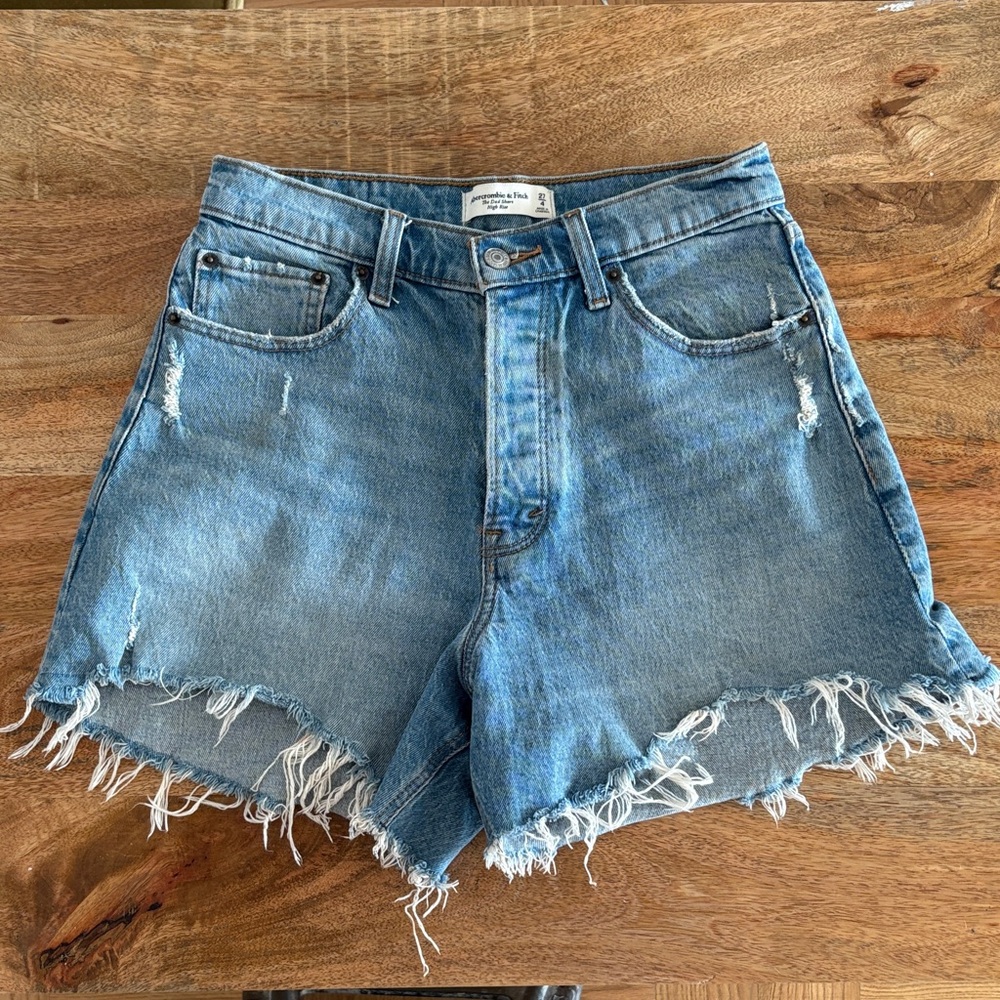 Abercrombie & Fitch Women's Blue Distressed Jean Shorts